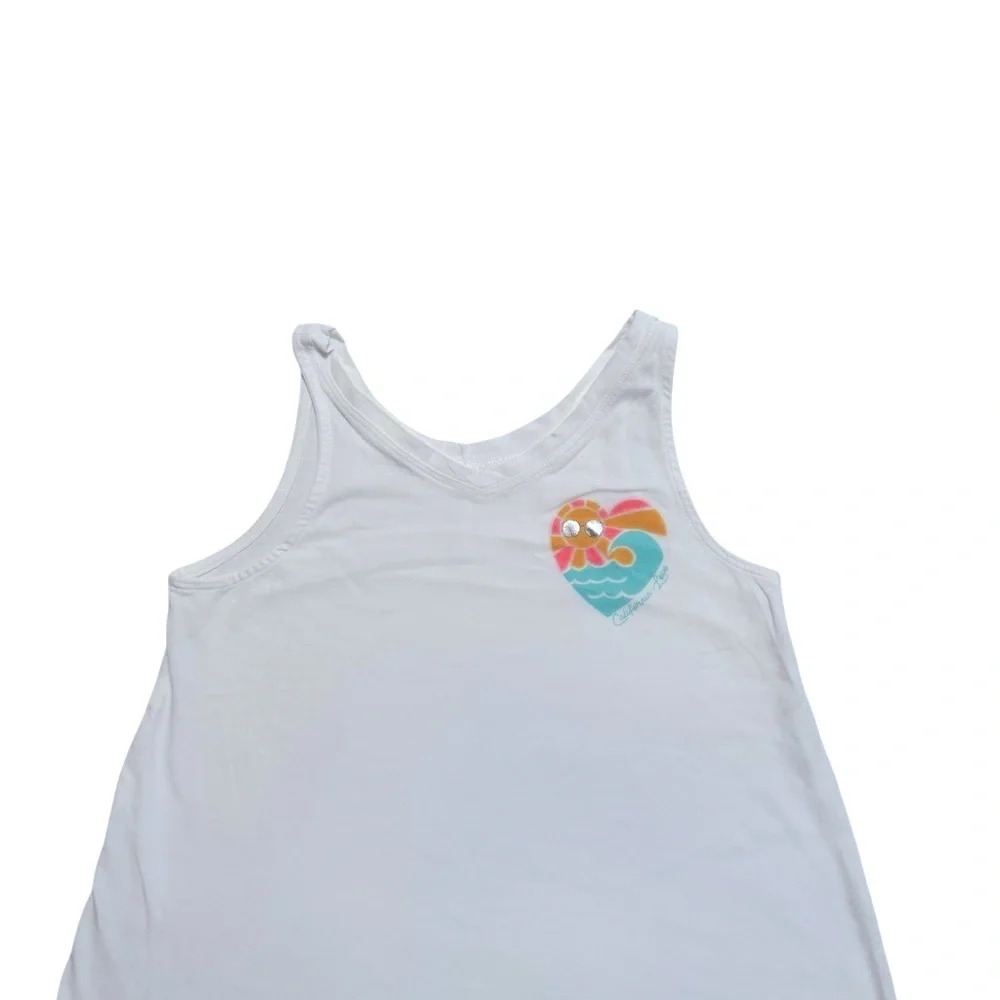 Old Navy|Kids Girls| White Graphic V-Neck A-Line Tank-Size 8 years